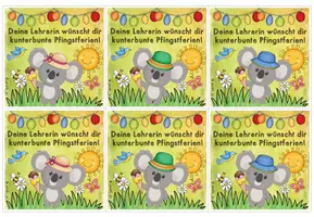 Vorschau - Bildkarten - Grußkarte für die Pfingstferien (für Koalaklassen) - Seite 1