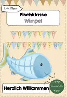 Vorschau - Bildkarten - Fischklasse Wimpel "Herzlich Willkommen" - Deckblatt