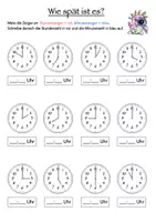 Vorschau - Stundenentwürfe - Uhr - Einführung Klasse 1 (Volle Stunden) - Deckblatt