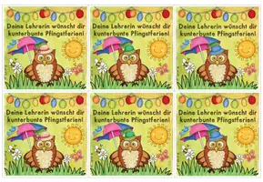 Vorschau - Bildkarten - Grußkarte für die Pfingstferien (für Eulenklassen) - Seite 1