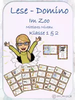 Vorschau - Spiele - Lese- Domino Thema Zoo für die 1. & 2. Klasse - Deckblatt