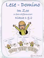 Vorschau - Spiele - Lese- Domino Thema Zoo dreifach differenziert #edukisummer - Deckblatt
