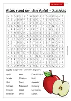 Vorschau - Arbeitsblätter - Alles rund um den Apfel - Suchsel - Deckblatt