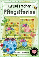 Vorschau - Bildkarten - Grußkarte für die Pfingstferien (im Monsterdesign) - Deckblatt
