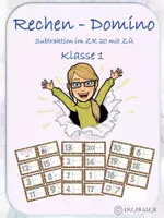 Vorschau - Spiele - Rechen- Domino Subtraktion im ZR 20 mit ZÜ - Deckblatt