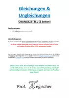 Vorschau - Arbeitsblätter - Übungszettel: Gleichungen und Ungleichungen - BASCIS 1 (mit Lösungen) - Deckblatt