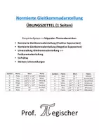 Vorschau - Arbeitsblätter - Übungszettel: Normierte Gleitkommadarstellung (mit Lösungen) - Deckblatt