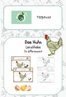 Vorschau - Unterrichtsreihen - Lerntheke Huhn Körperbau, Haustier/ Nutztier, Bauernhof - Deckblatt