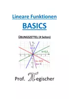 Vorschau - Arbeitsblätter - Übungszettel: Lineare Funktion Basics (mit Lösungen) - Deckblatt