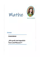 Vorschau - Arbeitsblätter - Arbeitsblatt Messen von Größen mit Tieren und Pflanzen - Deckblatt