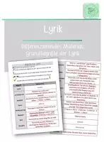 Vorschau - Arbeitsblätter - Grundbegriffe Lyrik: Vereinfachte Version des Arbeitsblatts - Deckblatt