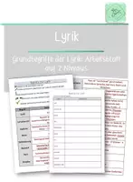 Vorschau - Arbeitsblätter - Grundbegriffe Lyrik: Arbeitsblatt auf zwei Niveaus - Deckblatt