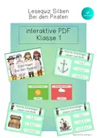 Vorschau - Spiele - Bundle 5 x interaktives Lesequiz Silben Anlaute Wörter & Sätze BEI DEN PIRATEN interaktives Pdf - Deckblatt