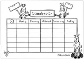 Vorschau - Mal- und Bastelvorlagen - stift.herz.hand - Zebraklasse Stundenplan in 5 Varianten - Seite 1
