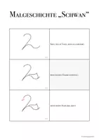 Vorschau - Mal- und Bastelvorlagen - Malgeschichte (Rätsel) / rhythmisches Zeichnen „WEIßER SCHWAN“ (Übersicht im Hochformat) - Seite 1