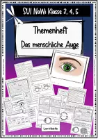 Vorschau - Arbeitsblätter - Themenheft - Das menschliche Auge - Sachunterricht (NaWi) Klasse 3, Klasse 4, Klasse 5, mit Lösungen, Tafelmaterial und Test - Deckblatt
