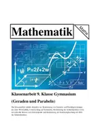 Vorschau - Klassenarbeiten - Klassenarbeit 9. Klasse Gymnasium (Geraden und Parabeln) - Deckblatt