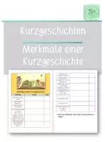 Vorschau - Arbeitsblätter - Merkmale Kurzgeschichte - Tabelle zum Eintragen - Deckblatt
