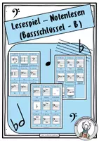 Vorschau - Spiele - Notenlesen Bassschlüssel mit b - Lesespiel - Deckblatt