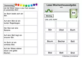 Vorschau - Arbeitsblätter - Wochenhausaufgabe Lesen Buchstabeneinführung - Seite 3