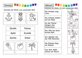Vorschau - Arbeitsblätter - Wochenhausaufgabe Lesen Buchstabeneinführung - Seite 2