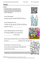 Vorschau - Arbeitsblätter - Arbeitsblatt zum Thema "Familie" + Onlineübung & MP3 - Deckblatt