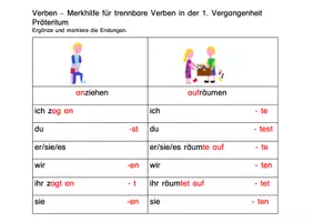 Vorschau - Arbeitsblätter - Trennbare Verben im Präteritum - Deckblatt