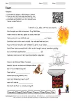 Vorschau - Arbeitsblätter - Arbeitsblatt zum Thema "Feuer" + Onlineübung & MP3 + Infografik - Deckblatt
