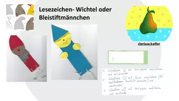 Vorschau - Mal- und Bastelvorlagen - Lesezeichen in 2 Variationen - Wichtel oder Bunststiftmännchen - Deckblatt