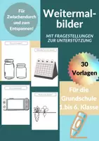 Vorschau - Arbeitsblätter - 30 Weitermalbilder mit Fragen zum Rätseln für Kunst, Zwischendurch, Home-Schooling, Vertretung und Ferien - Deckblatt