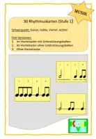 Vorschau - Arbeitsblätter - Notenwerte / Rhythmus Taktkarten - Stufe 1-3 (Bundle) - Seite 1