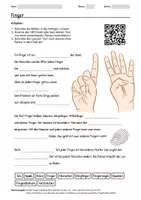 Vorschau - Arbeitsblätter - Arbeitsblatt zum Thema "Finger" + Onlineübung & MP3 + - Deckblatt