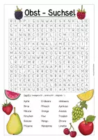 Vorschau - Arbeitsblätter - Obst - Suchsel (Gesunde Ernährung) - Deckblatt