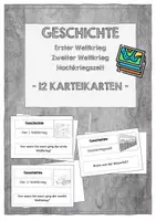 Vorschau - Spiele - 12 Karteikarten zum Lernen Geschichte 1.WK, 2.WK und Nachkriegszeit - Deckblatt