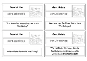 Vorschau - Spiele - 12 Karteikarten zum Lernen Geschichte 1.WK, 2.WK und Nachkriegszeit - Seite 1