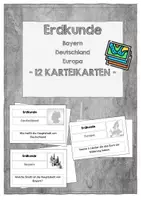 Vorschau - Stationenlernen - 12 Karteikarten zum Lernen Erdkunde Bayern, Deutschland, Europa - Deckblatt