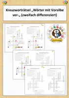 Vorschau - Arbeitsblätter - 2 Kreuzworträtsel (Wörter mit Vorsilbe ver und vor, 2-fach differenziert) - Seite 1