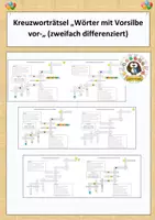 Vorschau - Arbeitsblätter - Kreuzworträtsel Wörter mit Vorsilbe vor (zweifach differenziert) - Deckblatt