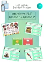 Vorschau - Spiele - Lesen interaktiv - Lies genau Wörter BEI DEN PIRATEN interaktives PDF - Deckblatt