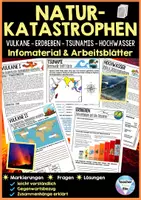 Vorschau - Unterrichtsreihen - Naturkatastrophen Infomaterial & Arbeitsblätter - Vulkane, Erdbeben, Tsunami, Stürme, Lawinen, Hochwasser - Deckblatt