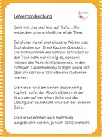 Vorschau - Aufgabenkarten - Abschreibkartei Kleckskartei Auf Safari Druckschrift - Seite 1