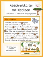 Vorschau - Aufgabenkarten - Abschreibkartei Kleckskartei Auf Safari LA - Deckblatt