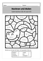 Vorschau - Arbeitsblätter - Rechenmalblätter Subtraktion ZR 20 (mit Zehnerübergang) - Seite 1