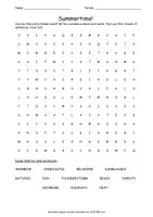 Vorschau - Arbeitsblätter - Suchsel / Crossword Puzzle / Kreuzworträtsel: Summertime - Seite 1