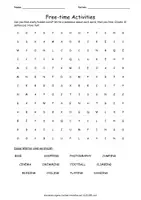 Vorschau - Arbeitsblätter - Suchsel/ Crossword puzzle / Kreuzworträtsel: Free-time activities - Seite 1