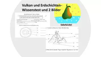 Vorschau - Arbeitsblätter - Vulkan und Erdschichten - Wissenstest und 2 Bilder - Deckblatt