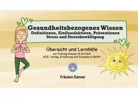 Vorschau - Präsentationen/Tafelbilder - AES - Gesundheitsbezogenes Wissen (Gesundheit und Stress)- Lernhilfe + Übersicht Prüfung #AreYouOk - Deckblatt