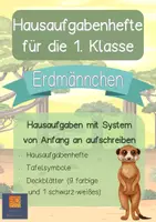 Vorschau - Anderer Materialtyp - Hausaufgabenheft mit System 1. Klasse Erdmännchen Erdmännchenklasse - Deckblatt