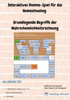 Vorschau - Spiele - Interaktives Domino-Spiel für das Homeschooling - Grundlegende Begriffe aus der Wahrscheinlichkeitsrechnung - Deckblatt