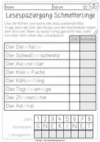 Vorschau - Arbeitsblätter - KOSTENLOS | Lesespaziergang Schmetterlinge | 1. Klasse - Seite 2
